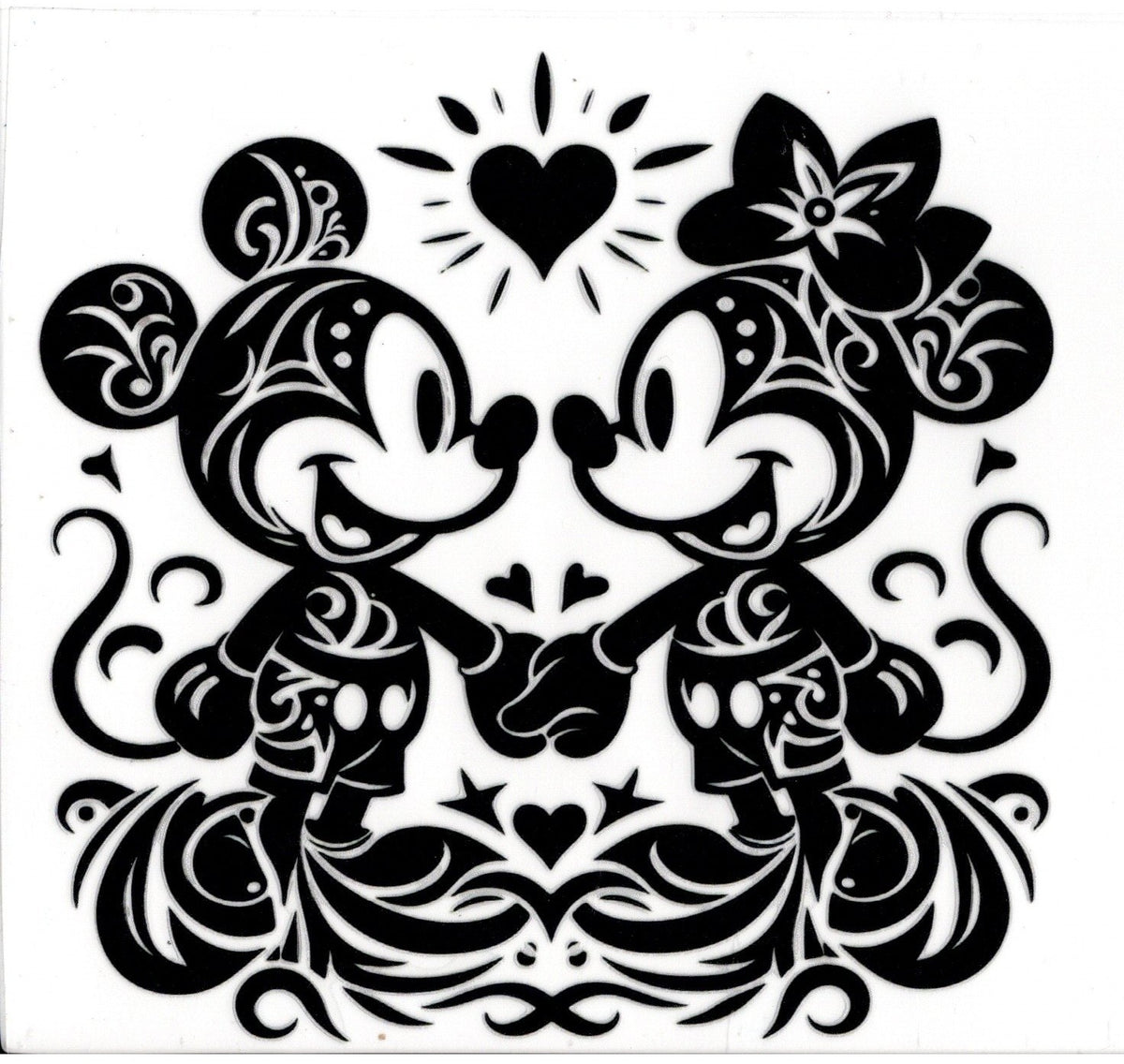 Black Lined Mickey and Minnie