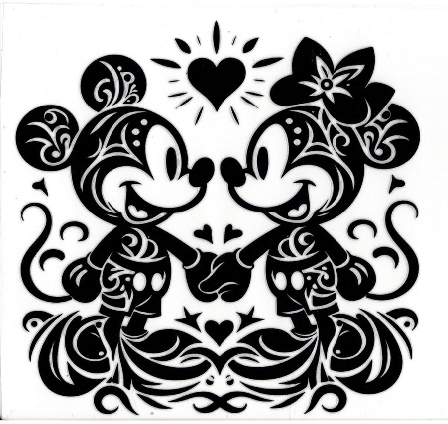 Black Lined Mickey and Minnie
