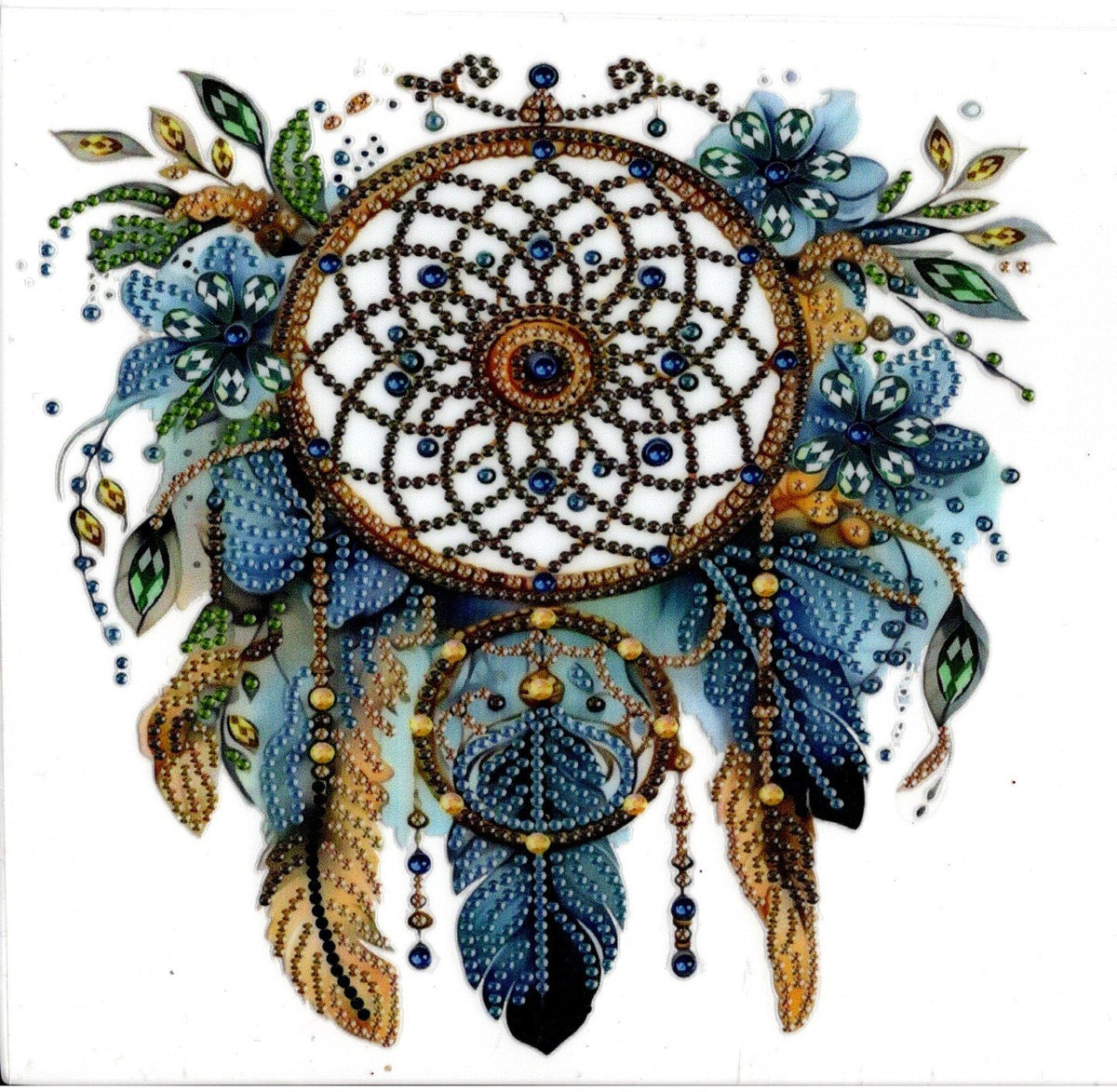 Tan and Blue Jeweled Dreamcatcher