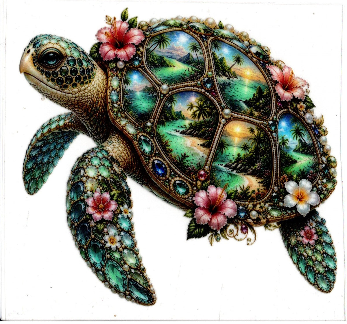 Jeweled Turtle With Beach Scenes