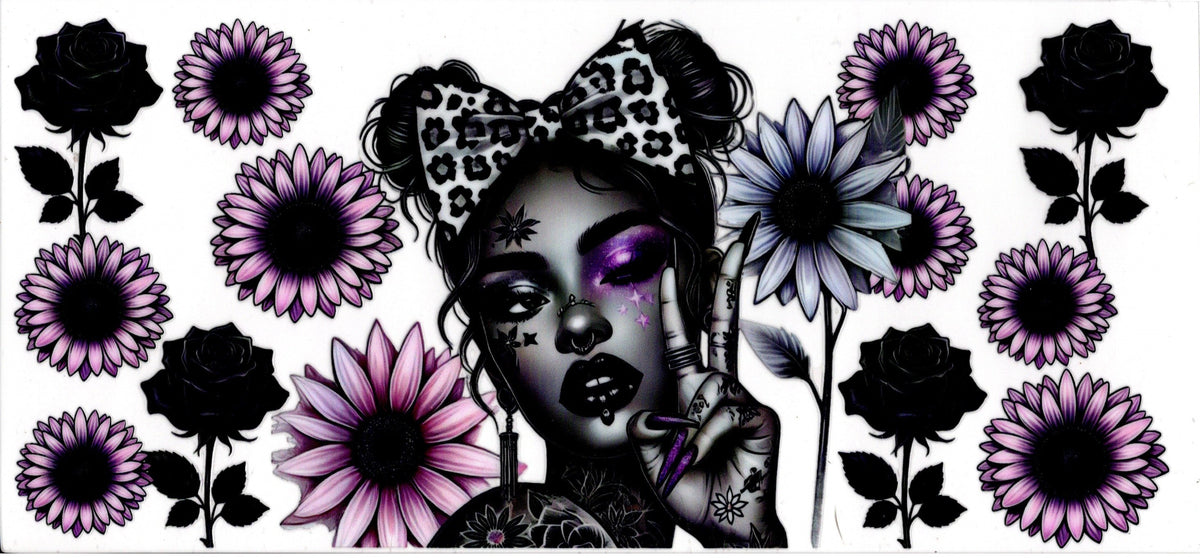 Tattoo Girl and Flowers ~ Lavender