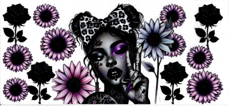 Tattoo Girl and Flowers ~ Lavender