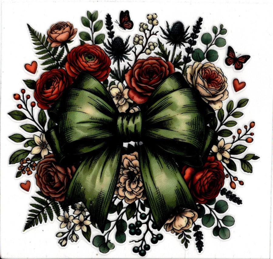 Green Bow with Florals
