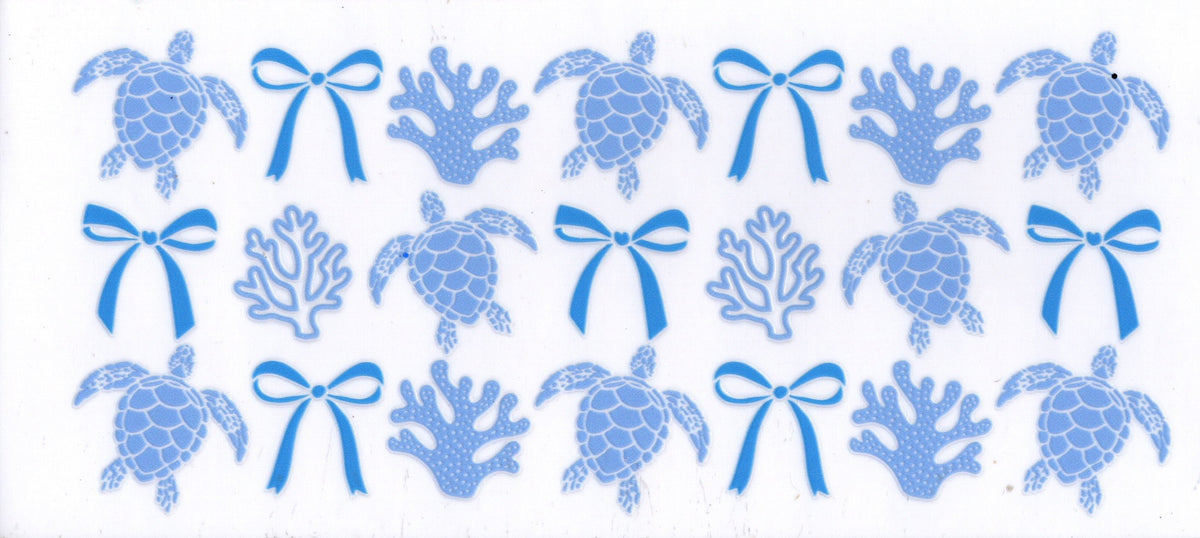 Turtles Bows and Coral ~ All Blue